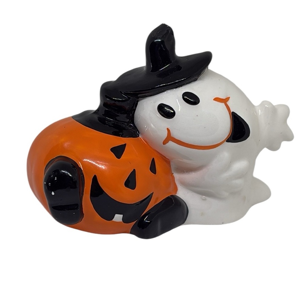 🟢 Halloween Ghost pumpkin ceramic nik naks